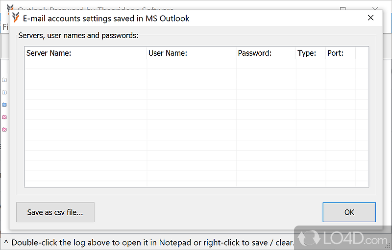 Outlook Password: User interface - Screenshot of Outlook Password
