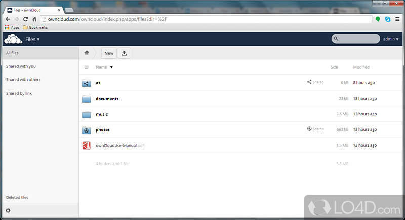 Hassle-free installation and initial configuration - Screenshot of ownCloud