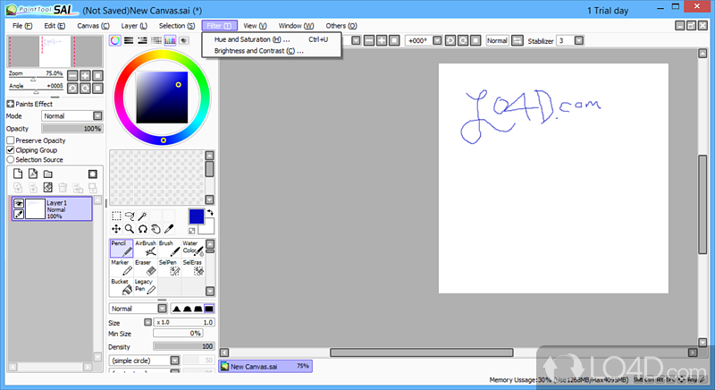 Feature packed yet highly accessible tool for digital painting - Screenshot of PaintTool SAI