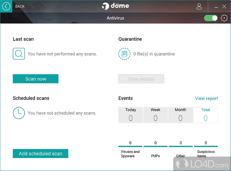 Modern AV in cloud - Screenshot of Panda Free Antivirus (Panda Dome)