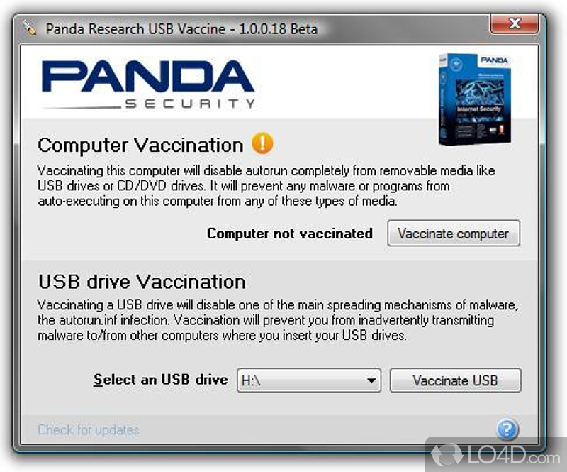 Rest assured that transferring data between USB storage device - Screenshot of Panda USB Vaccine