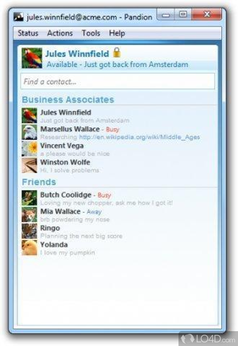 Pandion: User interface - Screenshot of Pandion