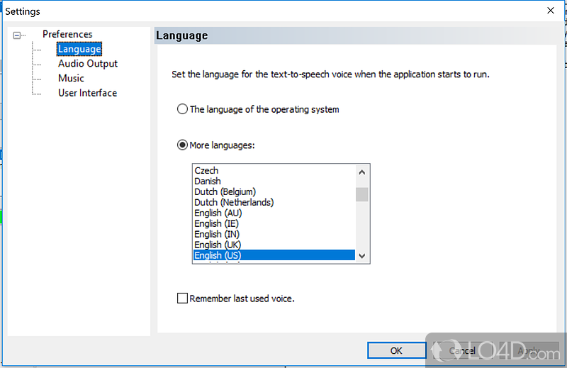Select the voice, volume and speed of reading - Screenshot of Panopreter Basic