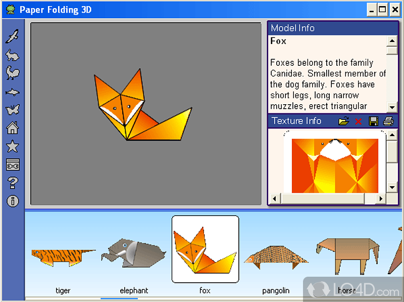 Multi-view origami guide program - Screenshot of Paper Folding 3D