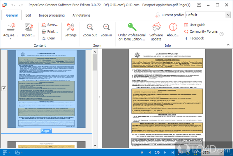 Powerful scanning software that can operate a wide variety of image adjustments so enhance the appearance of photos - Screenshot of PaperScan Free