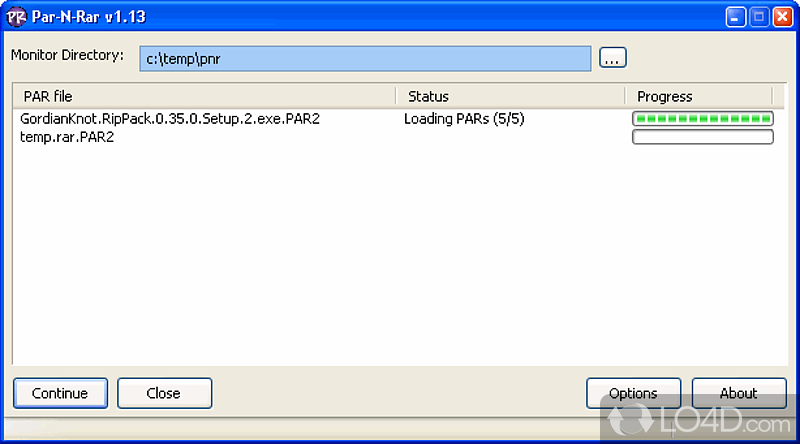 Can check and repair integrity files in a folder - Screenshot of Par-N-Rar