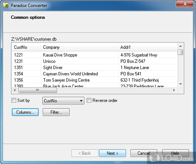 Convert Paradox database files into XLS, XML, CSV, TXT, HTML, RTF, SQL - Screenshot of Paradox Converter