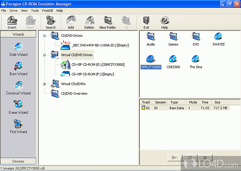 CD-ROM Emulator: User interface - Screenshot of CD-ROM Emulator
