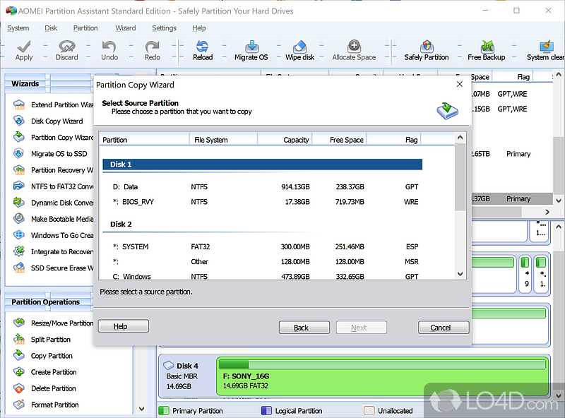 Partition your hard disk with ease for free - Screenshot of AOMEI Partition Assistant Standard