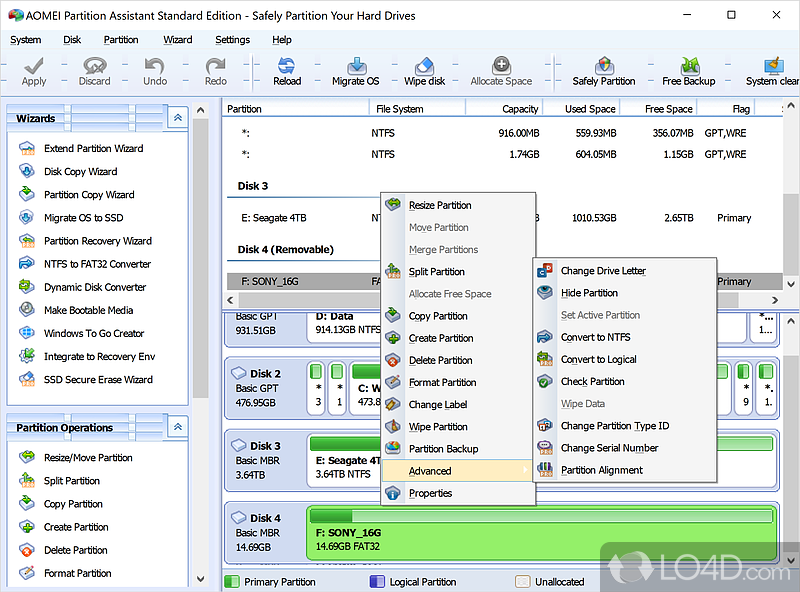 Aomei Partition Assistant - Screenshot of AOMEI Partition Assistant Standard