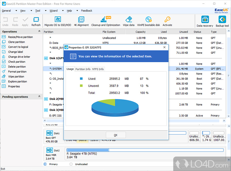 ALL-IN-ONE magic partition solution and disk management utility - Screenshot of EaseUS Partition Master Free