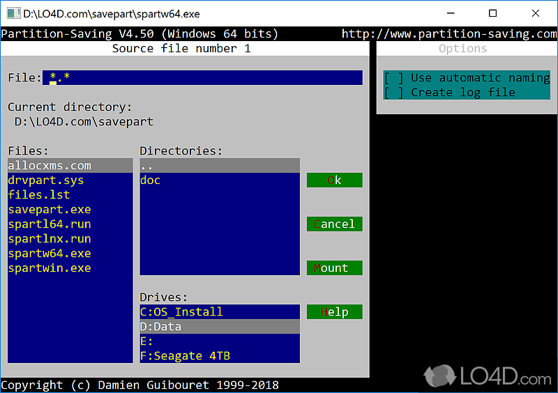 Copy and restore hard drives - Screenshot of Partition Saving