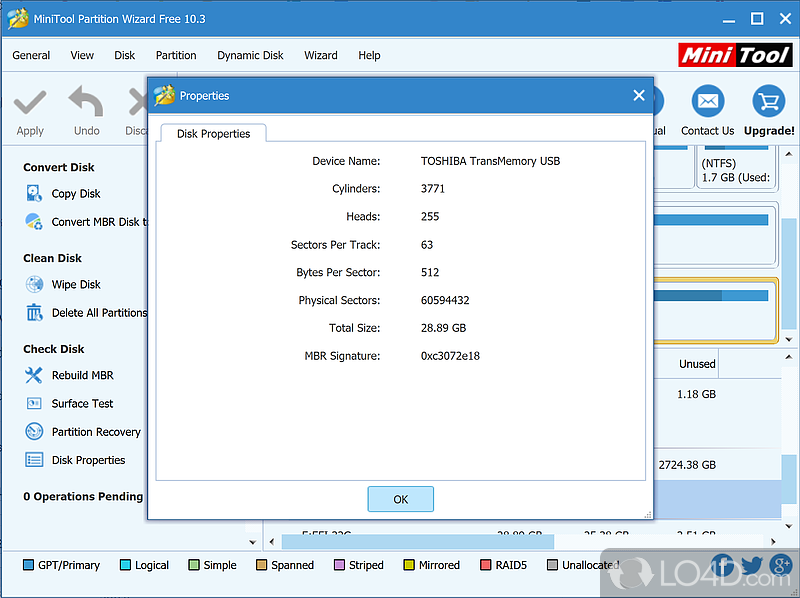 Visually appealing and easy to use - Screenshot of MiniTool Partition Wizard Free