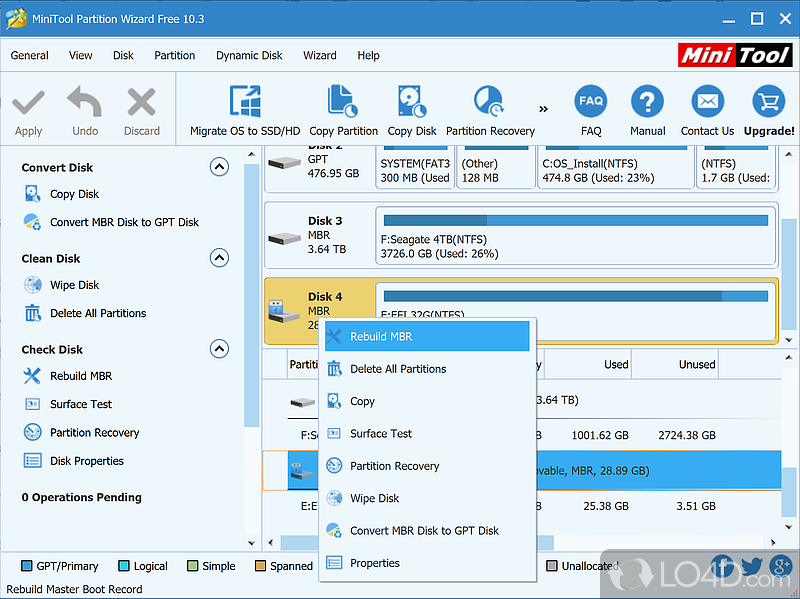 Hard drive partitioning tool - Screenshot of MiniTool Partition Wizard Free