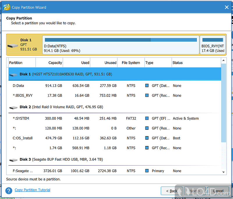 MiniTool Partition Wizard Free: User interface - Screenshot of MiniTool Partition Wizard Free