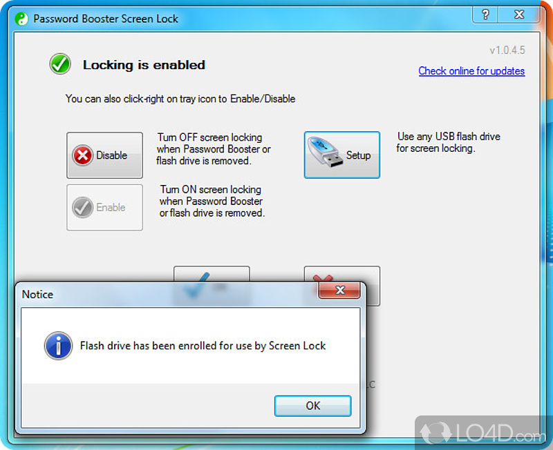 Practical, app worth having when you need to lock PC screen when the USB flash drive is removed - Screenshot of Password Booster Screen Lock