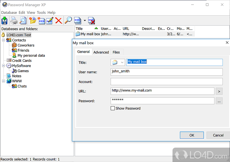 Create a new database - Screenshot of Password Manager XP