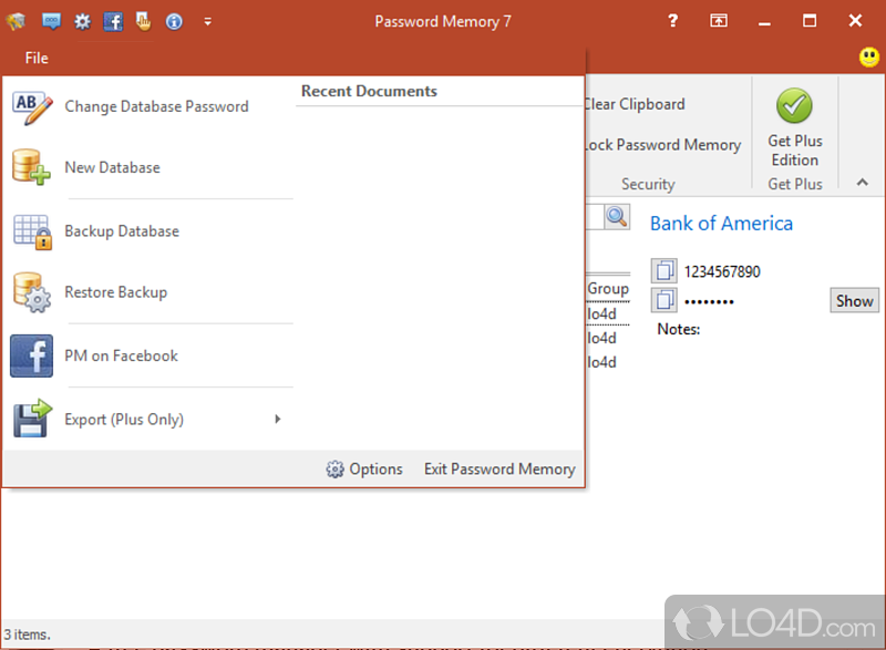 Manage and secure passwords on PC - Screenshot of Password Memory