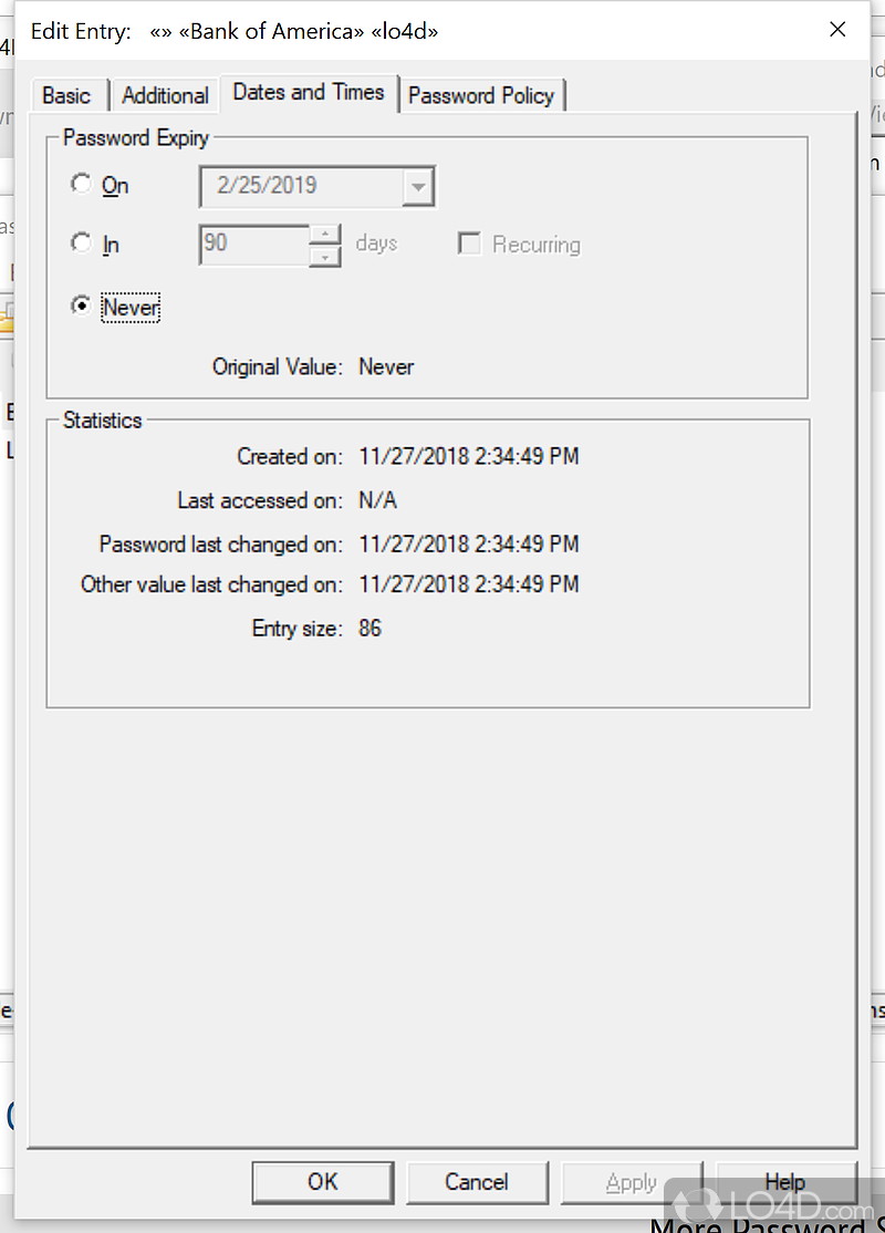 Comprehensive options - Screenshot of Password Safe