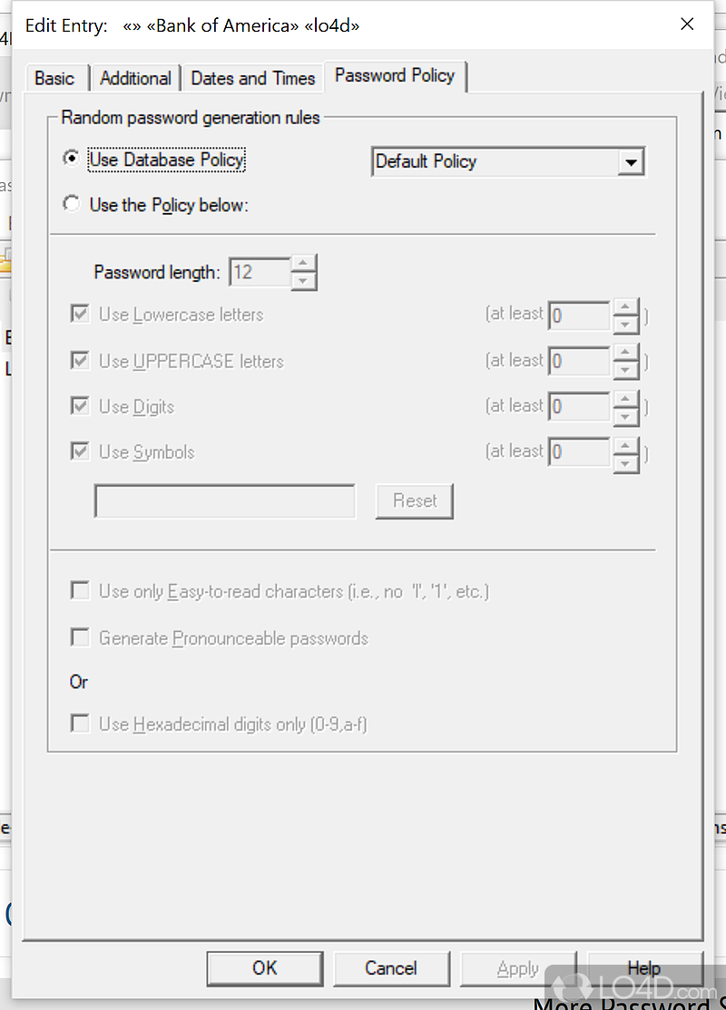 Manage your old passwords - Screenshot of Password Safe