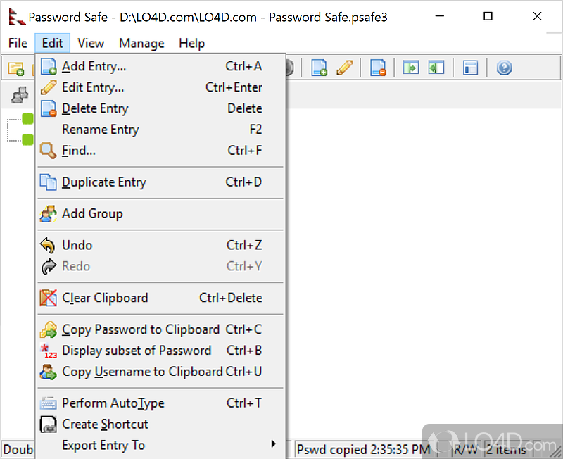 Store all your passwords - Screenshot of Password Safe