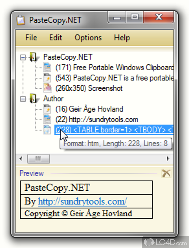 PasteCopy.NET: User interface - Screenshot of PasteCopy.NET