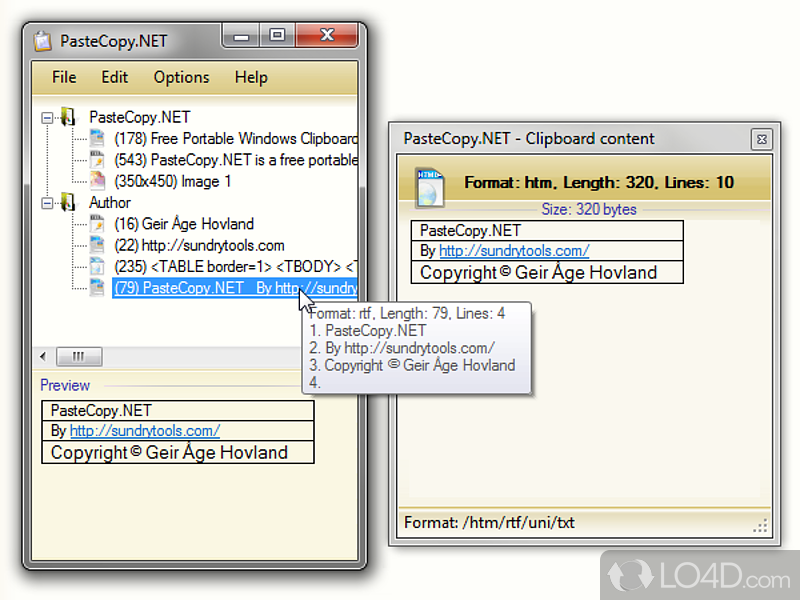 Clipboard manager - Screenshot of PasteCopy.NET