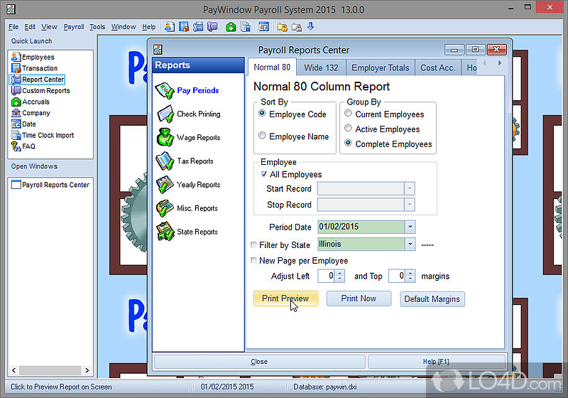 Pay by any pay period; hourly, salaried, commissioned, non-employee workers - Screenshot of PayWindow Payroll System