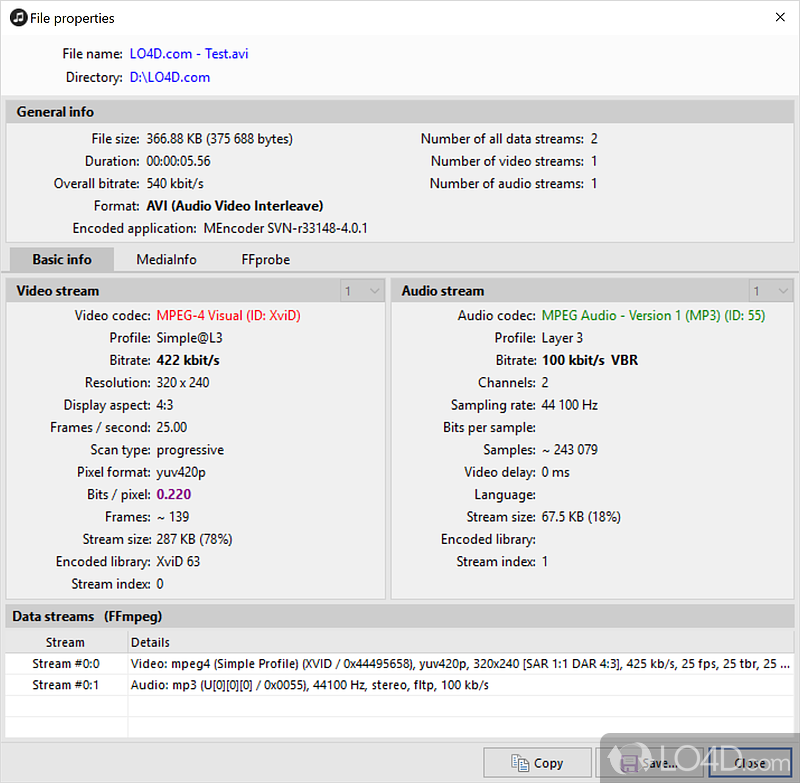 Extract audio tracks from video files to MP3, AAC, AC3, WMA - Screenshot of Pazera Free Audio Extractor