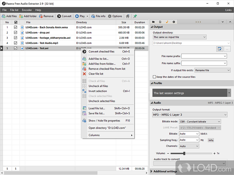 Software utility designed to extract audio from various video formats while preserving - Screenshot of Pazera Free Audio Extractor