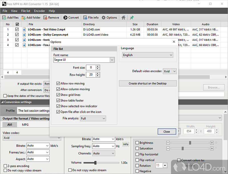 Pazera Free MP4 to AVI Converter: Main features - Screenshot of Pazera Free MP4 to AVI Converter