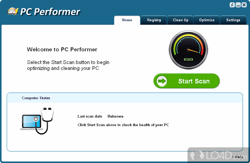Registry scanner and cleaner - Screenshot of PC Performer