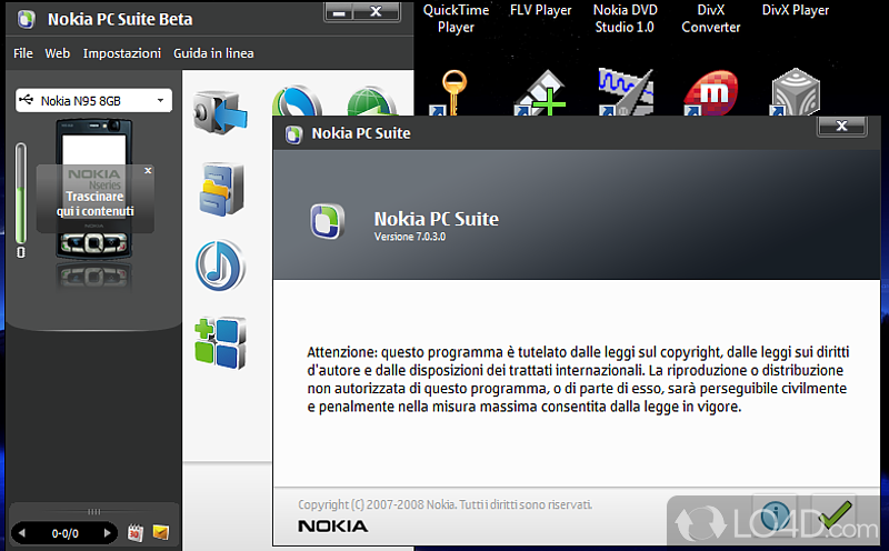 Messaging, sync, backup and other smart functions - Screenshot of Nokia PC Suite