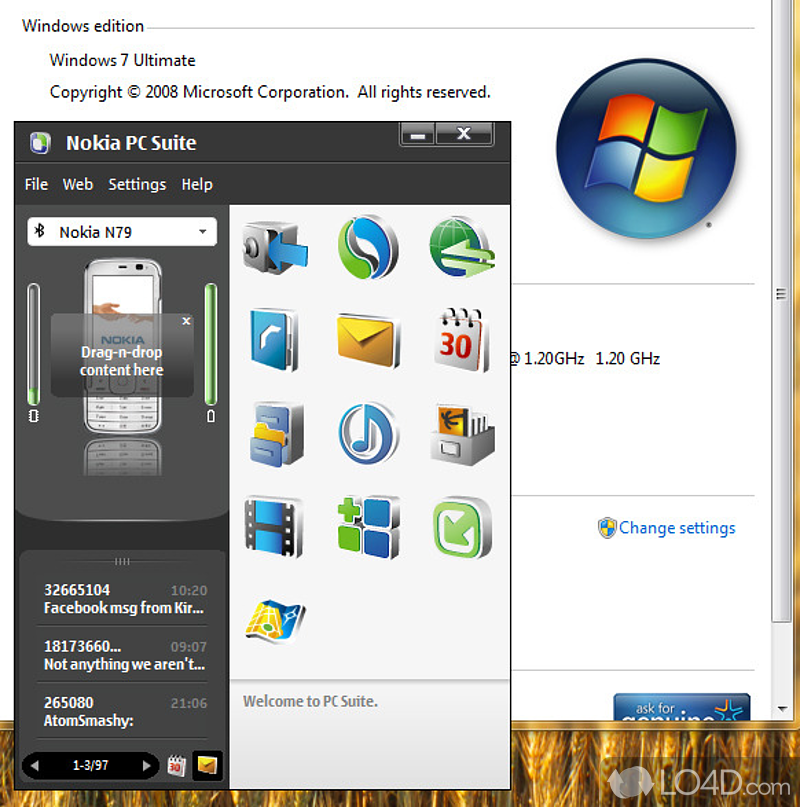 An overall efficient and reliable mobile phone manager - Screenshot of Nokia PC Suite
