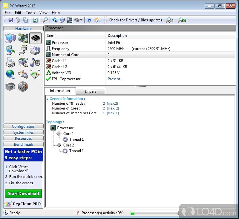 Advanced system information program - Screenshot of PC Wizard