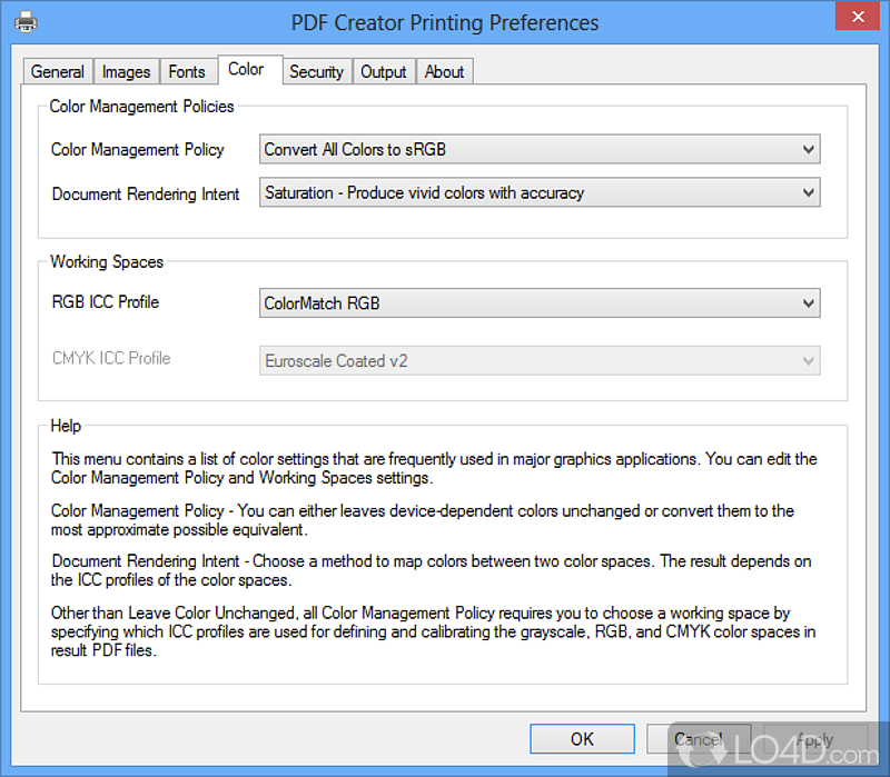 PDF Creator for Windows: User interface - Screenshot of PDF Creator for Windows