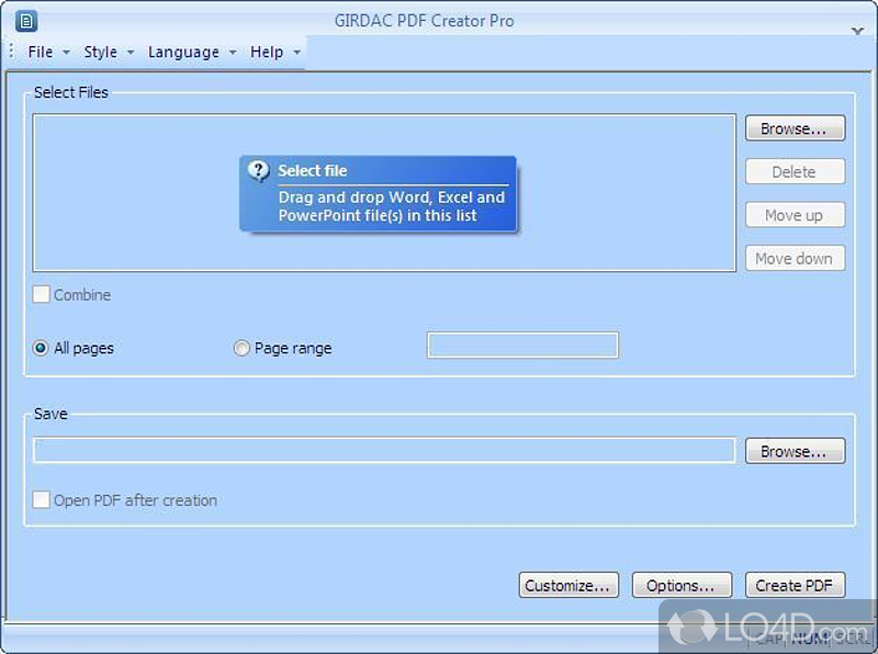 Creates PDF documents from any printable file - Screenshot of PDF Creator Pro