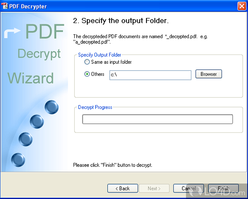 Decrypt(recovery,unlock) the protected PDF - Screenshot of PDF Decrypter