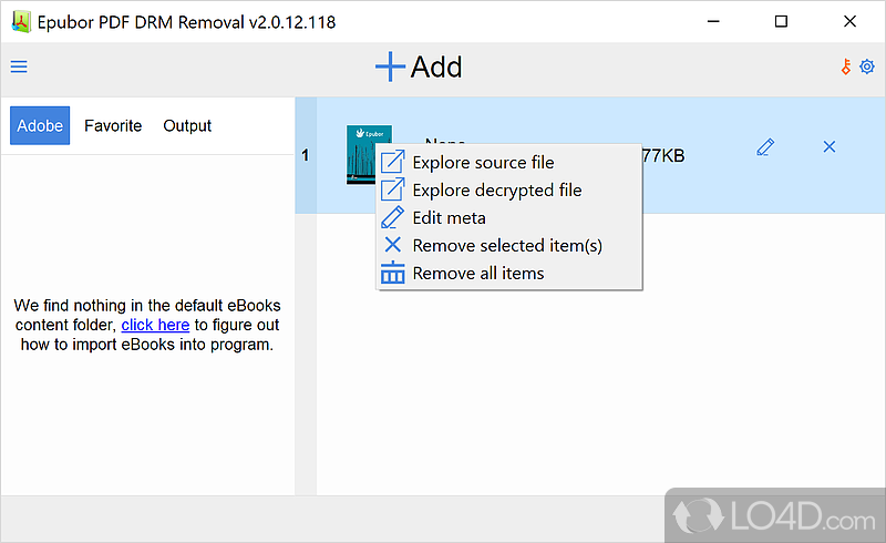 Quickly remove DRM protection from batches of PDF eBooks - Screenshot of PDF DRM Removal