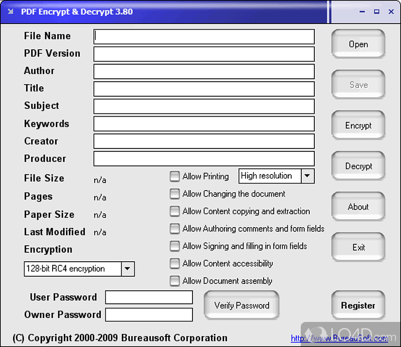 Encrypt PDF files with a password - Screenshot of PDF Encrypt and Decrypt