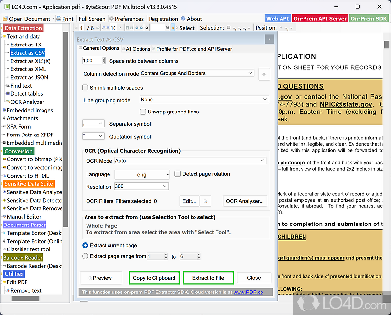 Can convert to several common formats - Screenshot of PDF Multitool