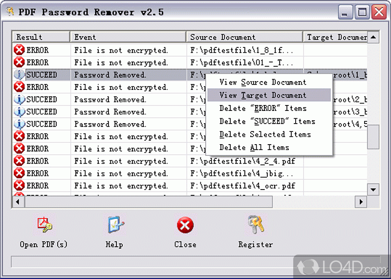 Specify the correct password - Screenshot of PDF Password Remover