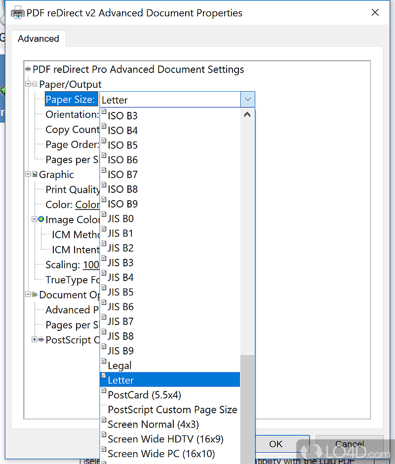 PDF reDirect: User interface - Screenshot of PDF reDirect