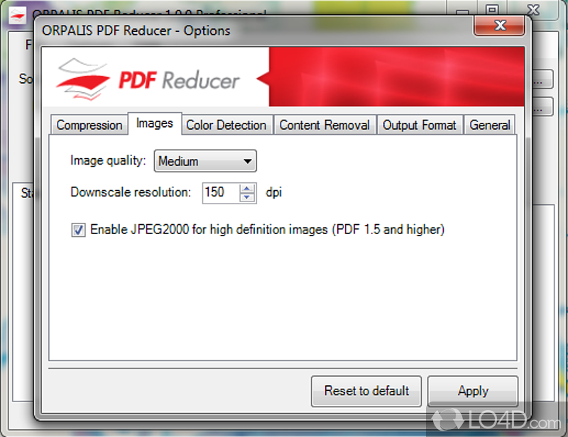 PDF Reducer: User interface - Screenshot of PDF Reducer