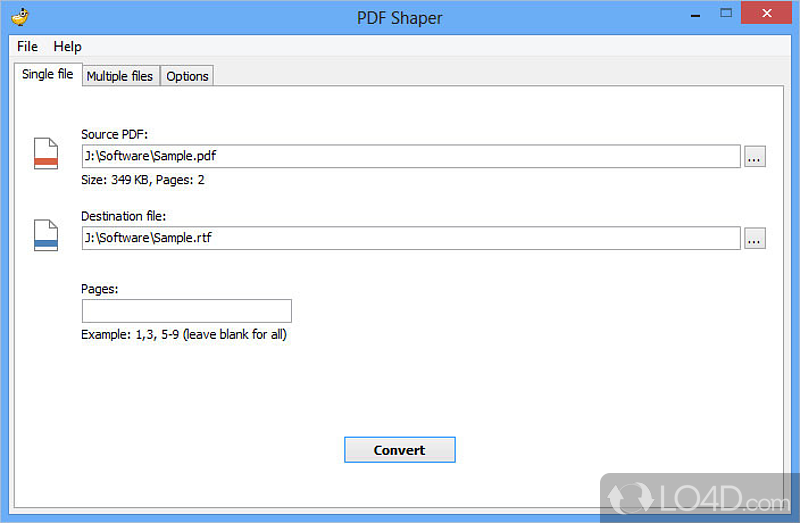 PDF management utility to convert the documents to RTF, extract images - Screenshot of PDF Shaper