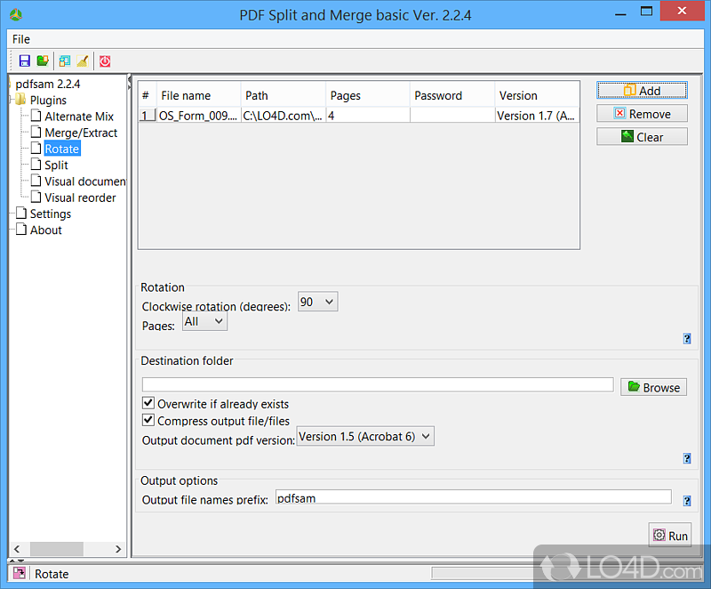 PDF Split and Merge Basic: User interface - Screenshot of PDF Split and Merge Basic
