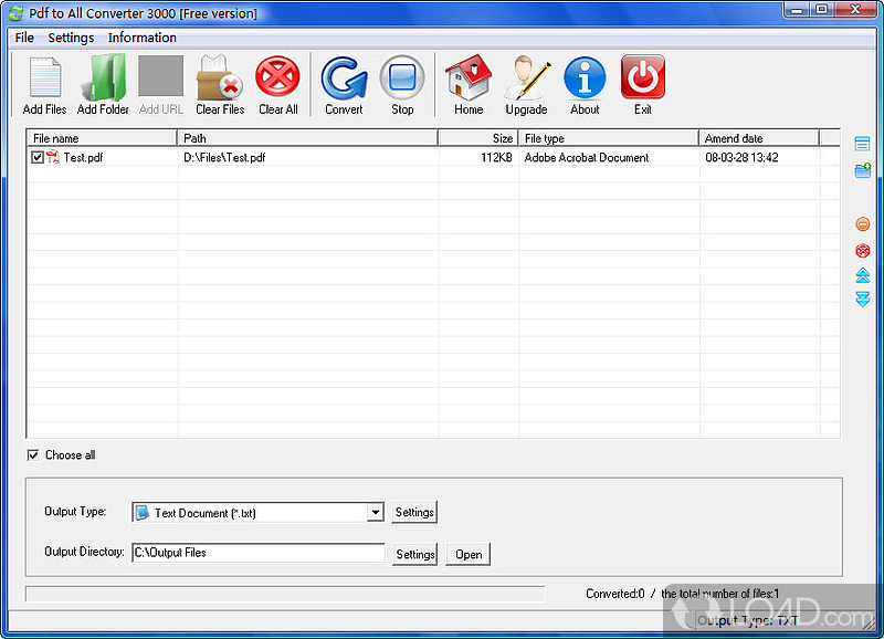 Convert all of PDF files to various other document formats fast - Screenshot of PDF to All Converter 3000