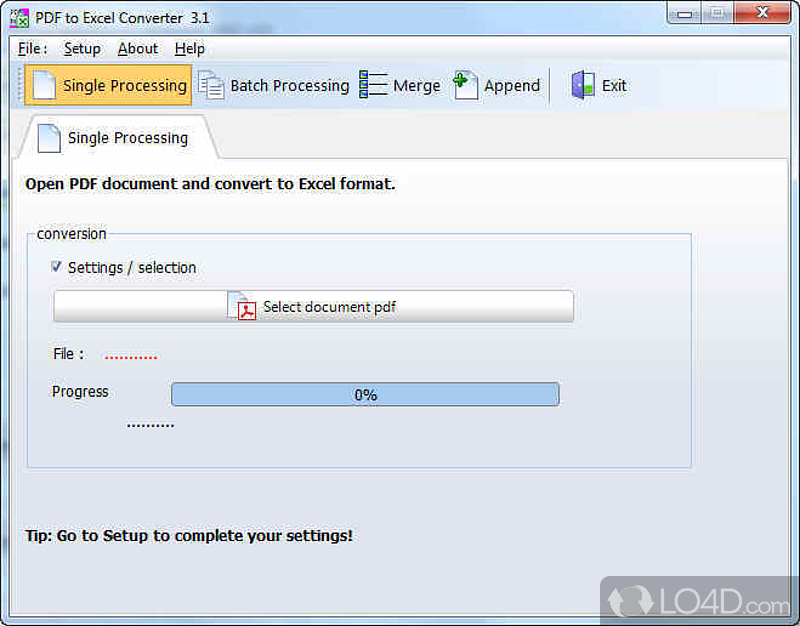 Smooth installation process and GUI - Screenshot of PDF to Excel Converter