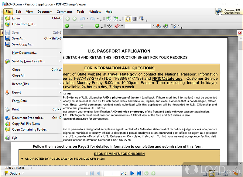 Configuration settings - Screenshot of PDF-XChange Viewer