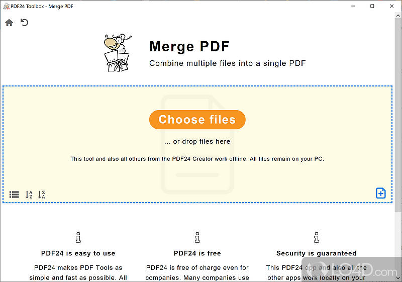 PDF merging allows you to combine multiple PDF documents into one file - Screenshot of PDF24 Creator